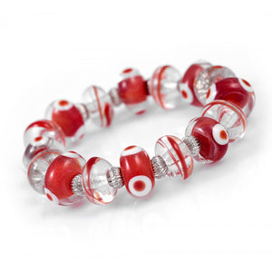 Glass Evil Eye Bracelet with Beads