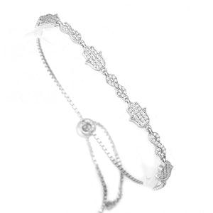 Adjustable Sterling Silver Infinity Hamsa Bracelet