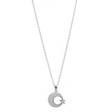 Silver Necklace with Crescent Moon and Star. Chain is 55cm