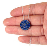 Blue Disc Pendant Necklace